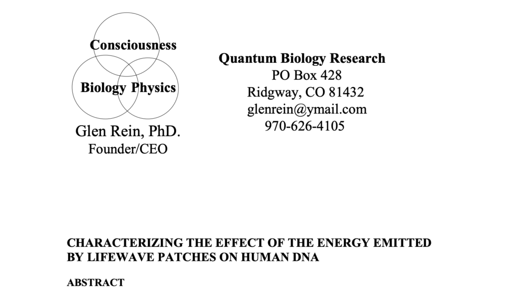 ライフウェーブパッチが人間のDNAに与えるエネルギーの影響の特性評価
